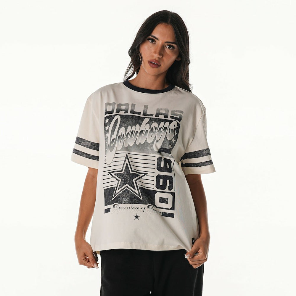 The Wild Collective Women's Vintage Drop Shoulder Oversized Boyfriend T-Shirt - Dallas Cowboys