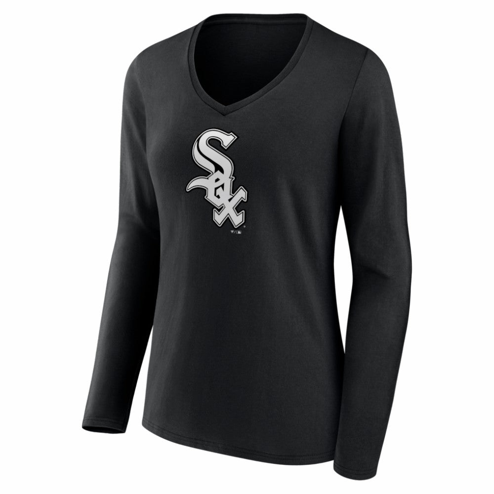 MLB Chicago White Sox Women's Logo Long Sleeve V-Neck T-Shirt