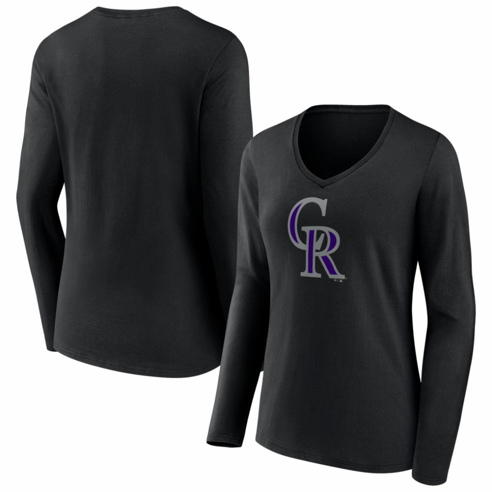 MLB Colorado Rockies Women's Logo Long Sleeve V-Neck T-Shirt