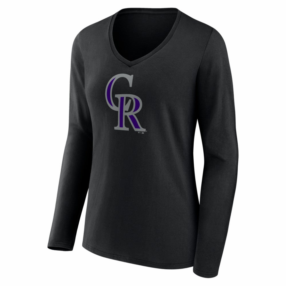 MLB Colorado Rockies Women's Logo Long Sleeve V-Neck T-Shirt