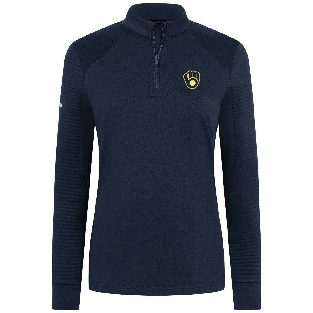 MLB Milwaukee Brewers Levelwear Women's Power Insignia 2.0 Quarter-Zip Pullover Top