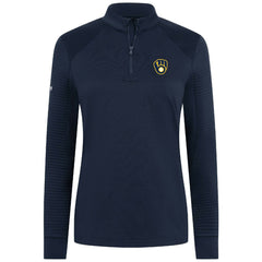 MLB Milwaukee Brewers Levelwear Women's Power Insignia 2.0 Quarter-Zip Pullover Top
