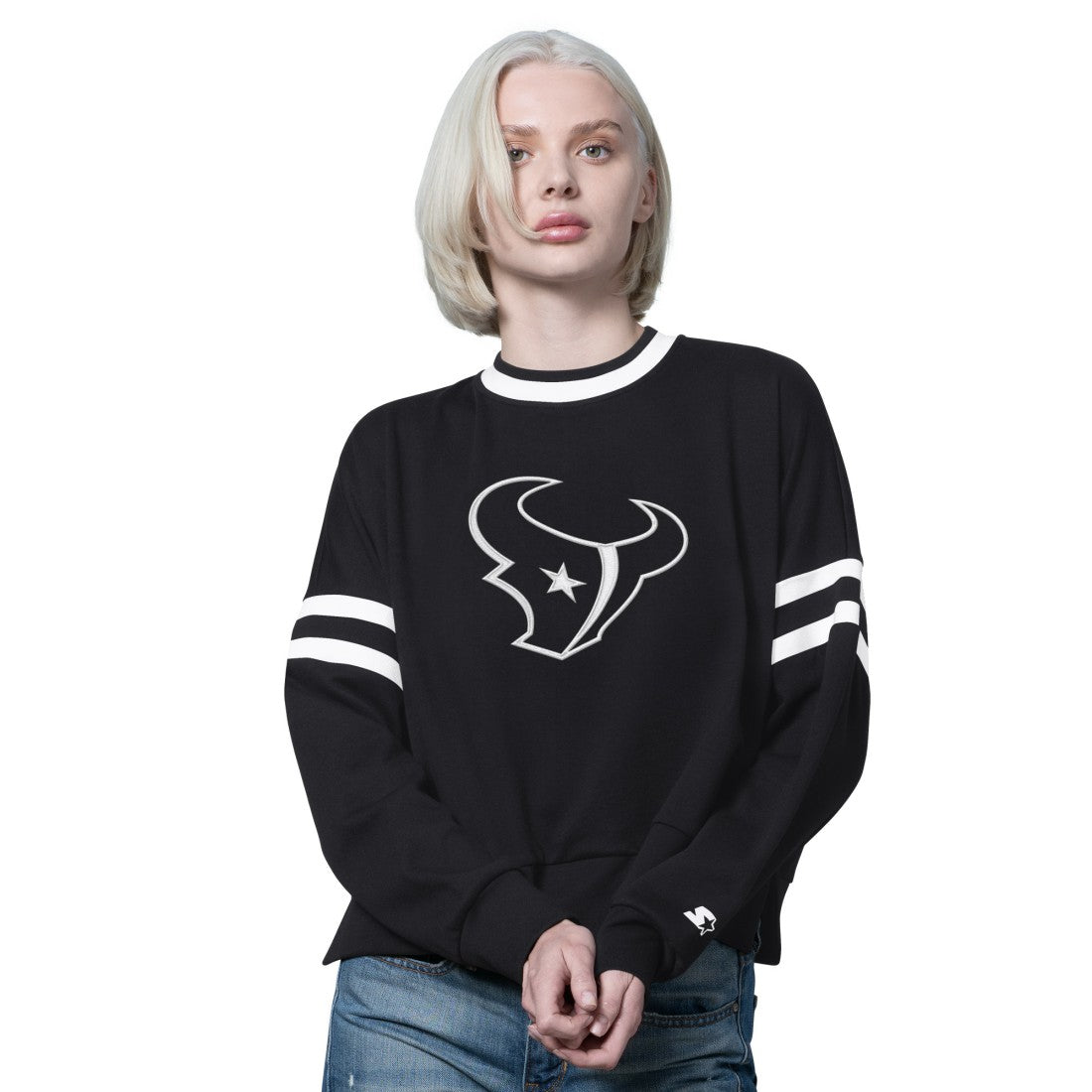 Starter Women's Rally Drop Shoulder Cropped Sweatshirt - Houston Texans