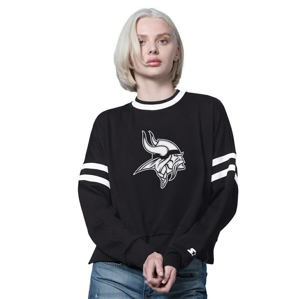 Starter Women's Rally Drop Shoulder Cropped Sweatshirt - Minnesota Vikings