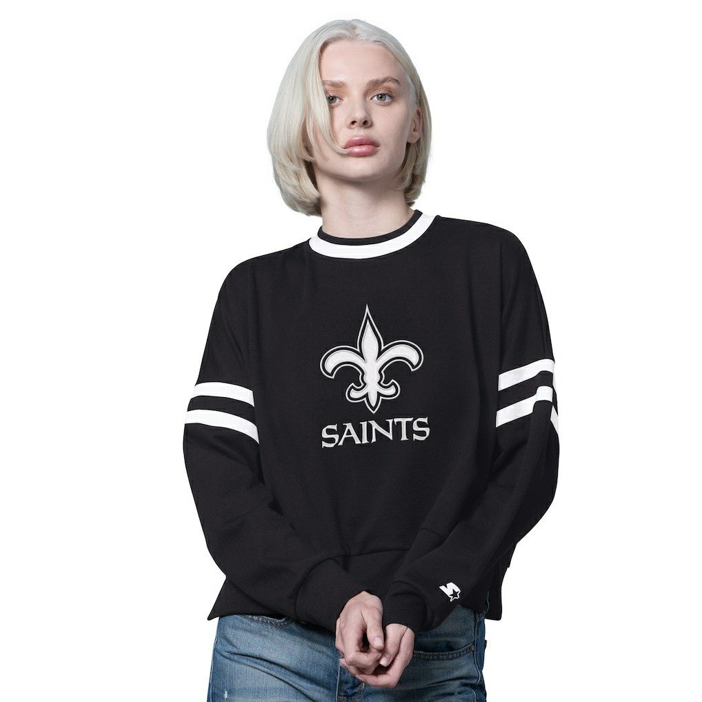Starter Women's Rally Drop Shoulder Cropped Sweatshirt - New Orleans Saints