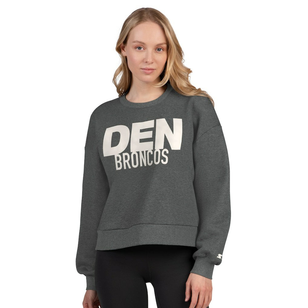 Starter Women's Show Up Cropped Fleece Pullover Sweatshirt - Denver Broncos