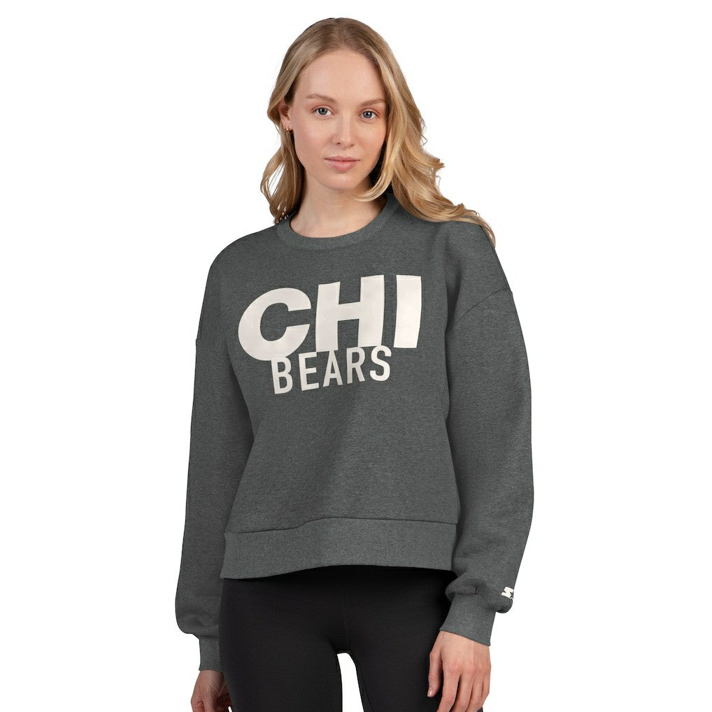 Starter Women's Show Up Cropped Fleece Pullover Sweatshirt - Chicago Bears