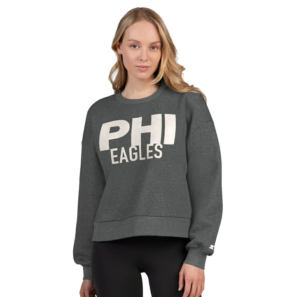 Starter Women's Show Up Cropped Fleece Pullover Sweatshirt - Philadelphia Eagles