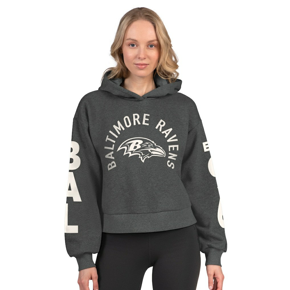 Starter Women's Star Player Cropped Fleece Pullover Hoodie - Baltimore Ravens
