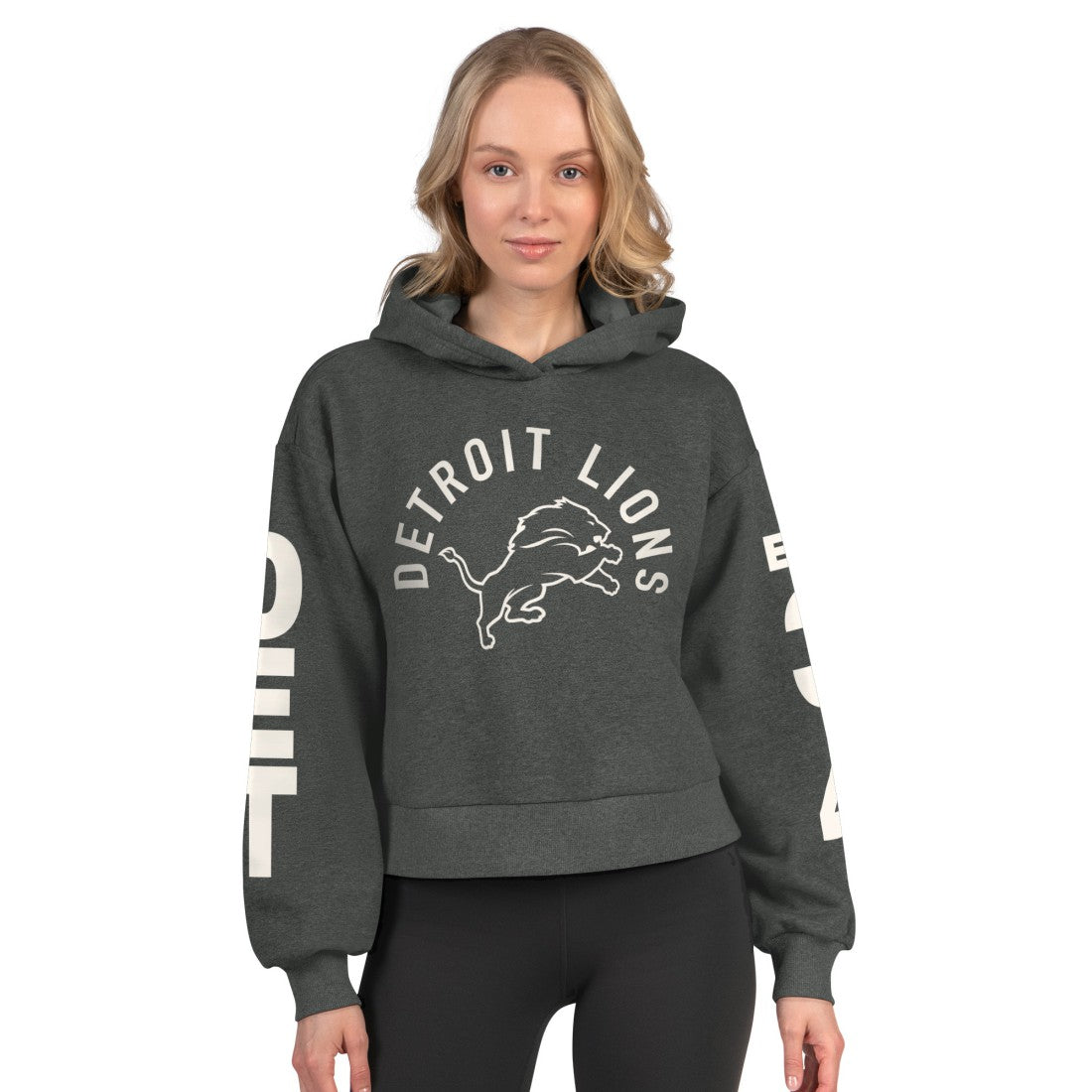 Starter Women's Star Player Cropped Fleece Pullover Hoodie - Detroit Lions