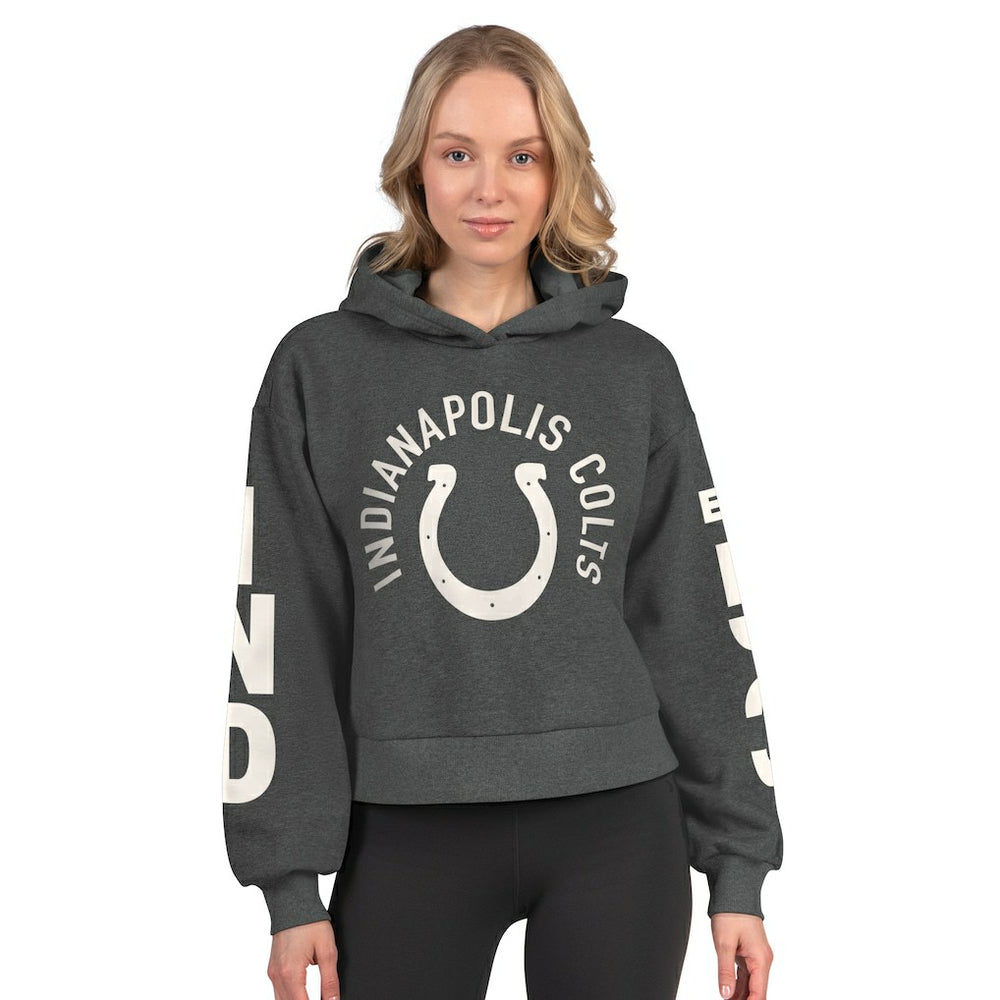 Starter Women's Star Player Cropped Fleece Pullover Hoodie - Indianapolis Colts