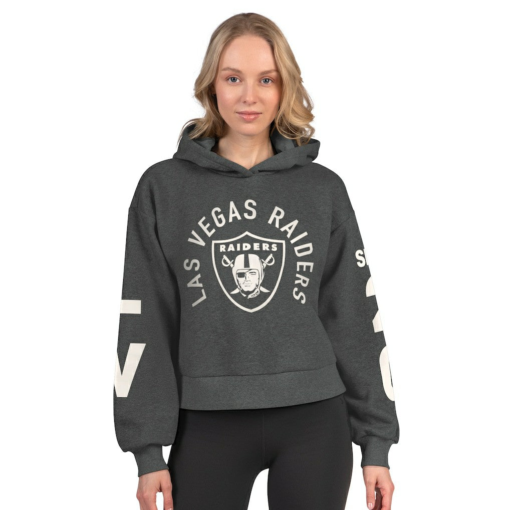 Starter Women's Star Player Cropped Fleece Pullover Hoodie - Las Vegas Raiders