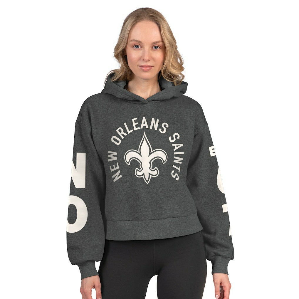 Starter Women's Star Player Cropped Fleece Pullover Hoodie - New Orleans Saints