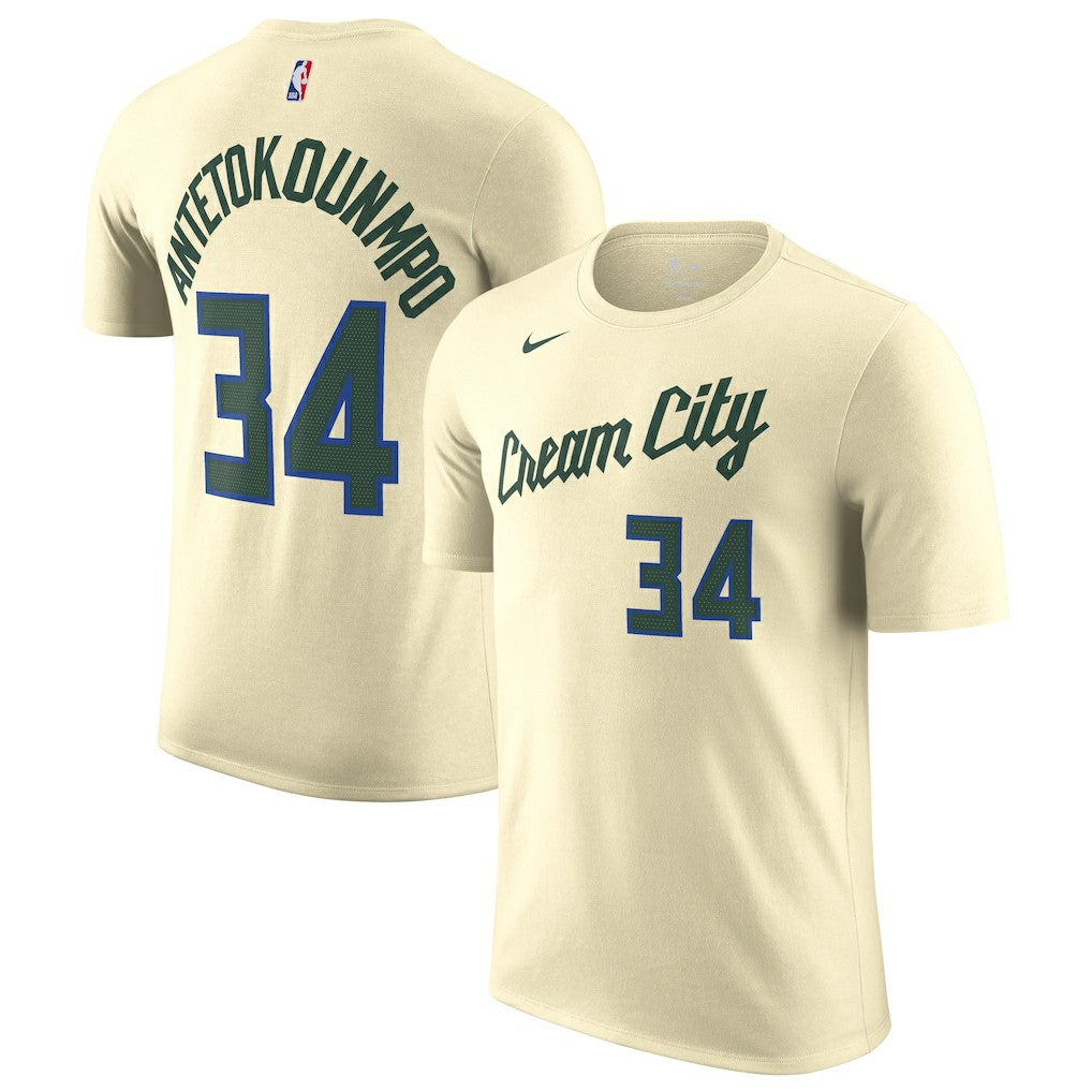 NBA Giannis Antetokounmpo Milwaukee Bucks Unisex 2025/26 City Edition Name & Number T-Shirt