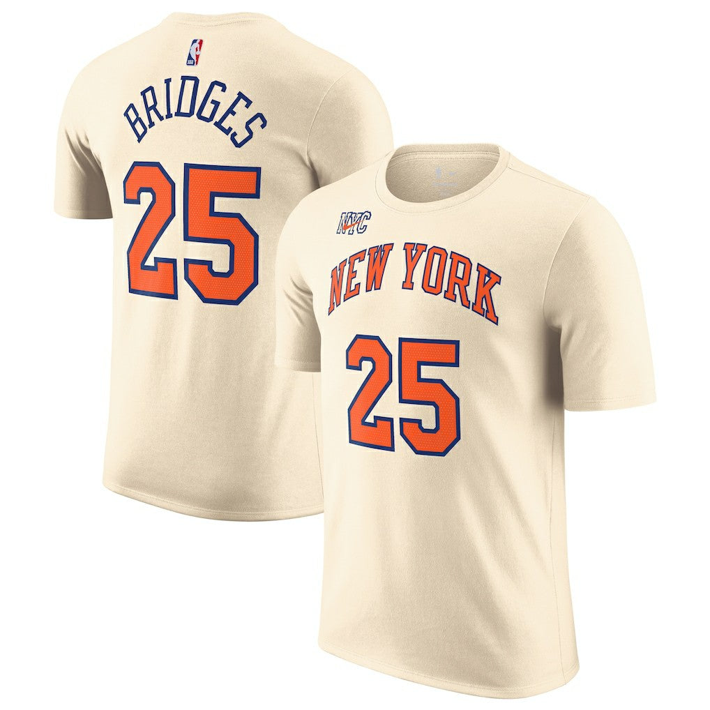 NBA Mikal Bridges New York Knicks Unisex 2025/26 City Edition Name & Number T-Shirt