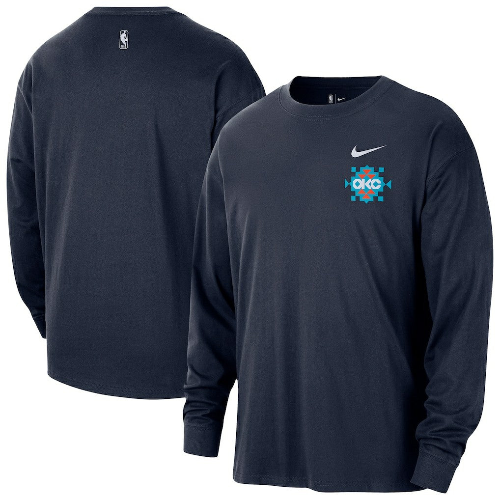 NBA Oklahoma City Thunder 2025/26 City Edition Remix Essential Logo Long Sleeve T-Shirt