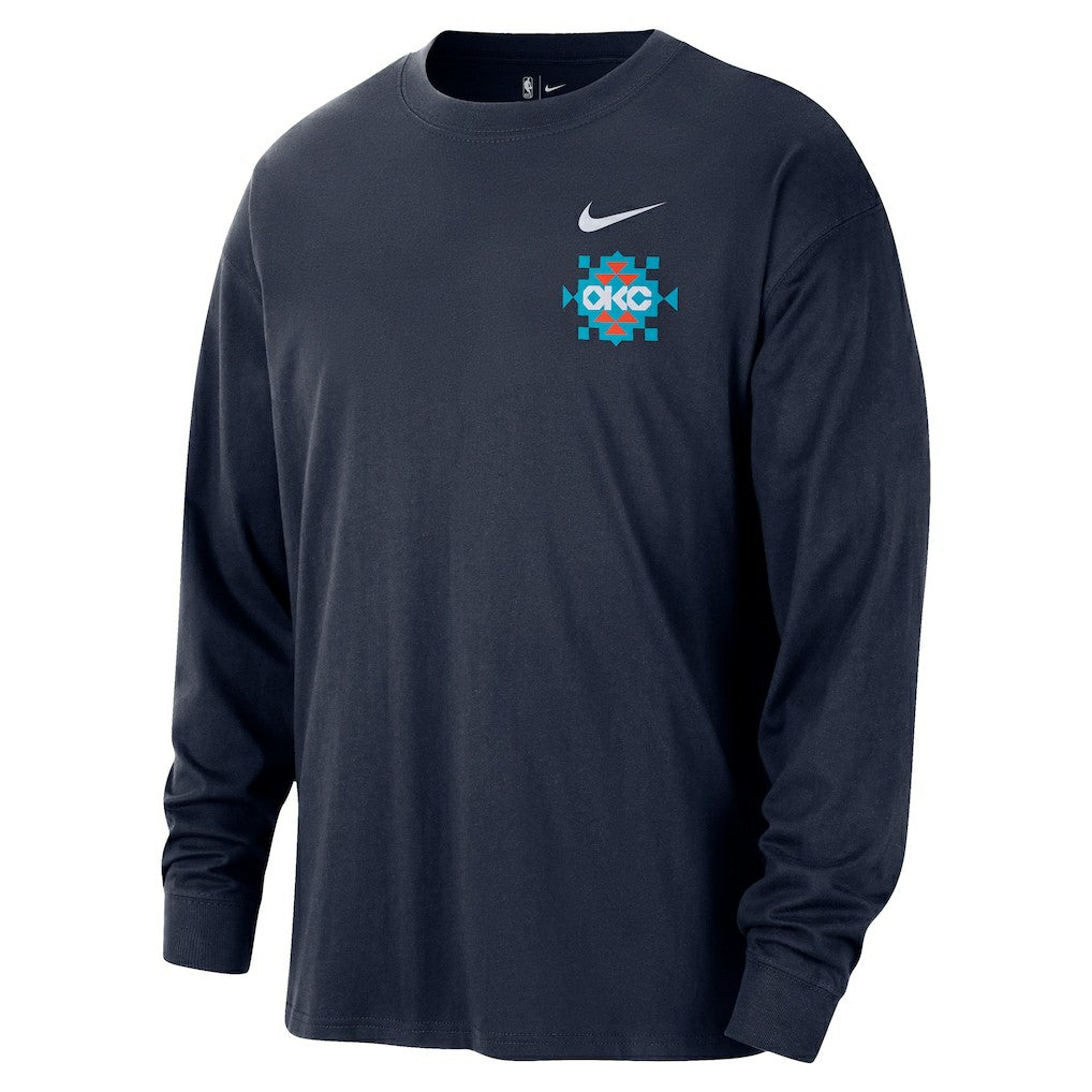 NBA Oklahoma City Thunder 2025/26 City Edition Remix Essential Logo Long Sleeve T-Shirt