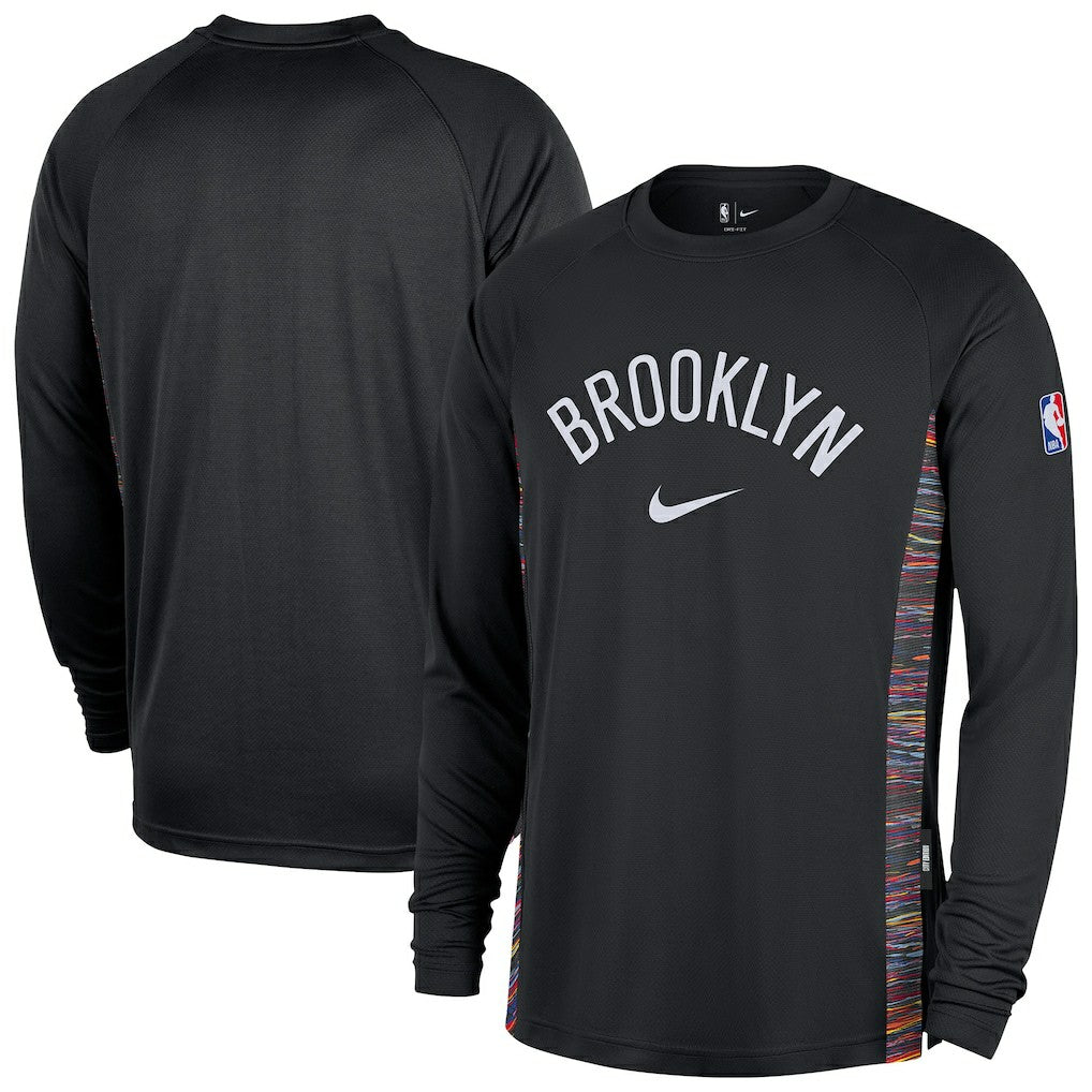 NBA Brooklyn Nets 2025/26 City Edition Authentic Pregame Dri-FIT Long Sleeve Shooting T-Shirt