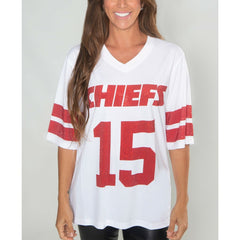 Cuce Women's Crystal V-Neck Tunic - Kansas City Chiefs