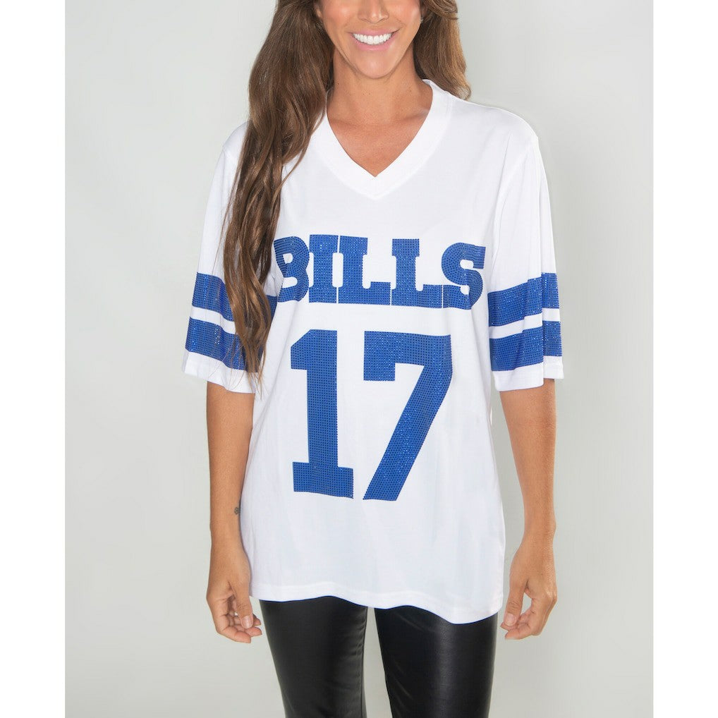 Josh Allen  Cuce Women's Crystal V-Neck Tunic - Buffalo Bills