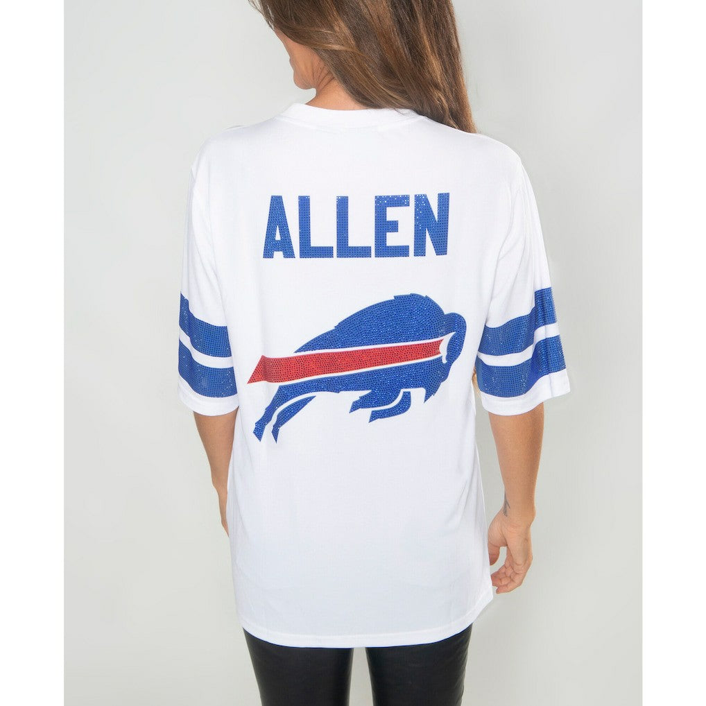 Josh Allen  Cuce Women's Crystal V-Neck Tunic - Buffalo Bills