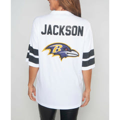 Lamar Jackson  Cuce Women's Crystal V-Neck Tunic - Baltimore Ravens