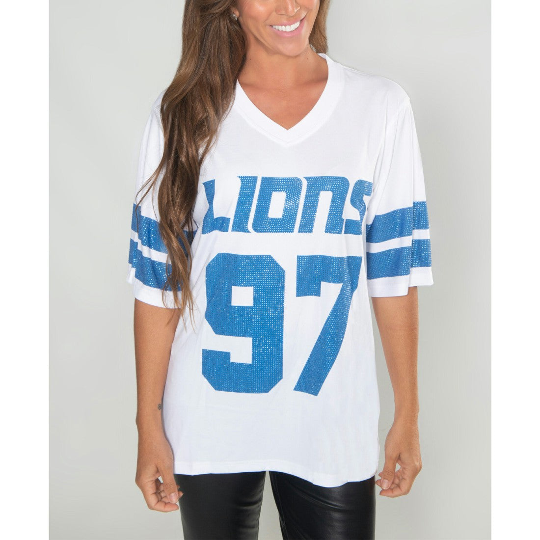 Aidan Hutchinson  Cuce Women's Crystal V-Neck Tunic - Detroit Lions
