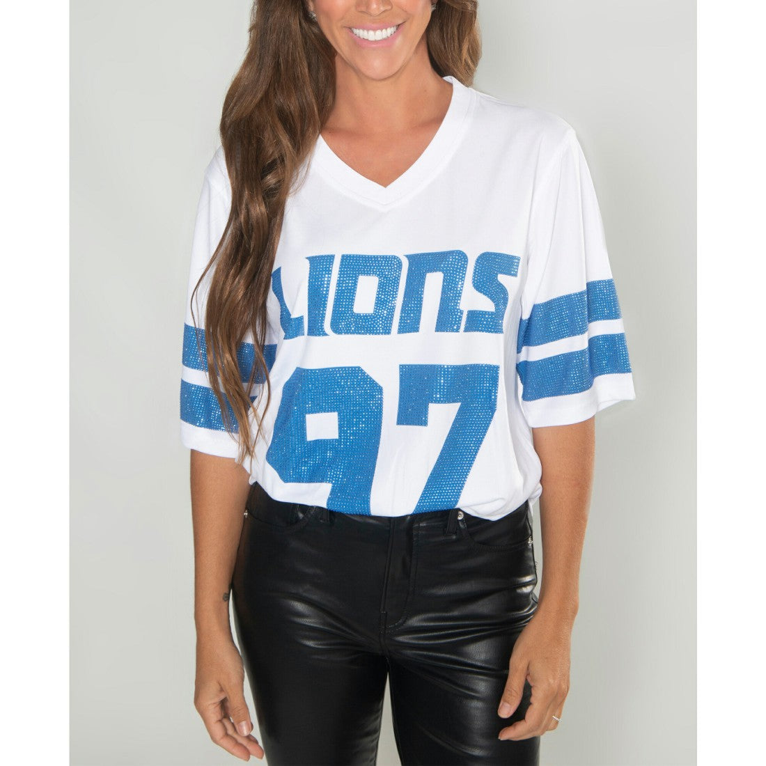 Aidan Hutchinson  Cuce Women's Crystal V-Neck Tunic - Detroit Lions