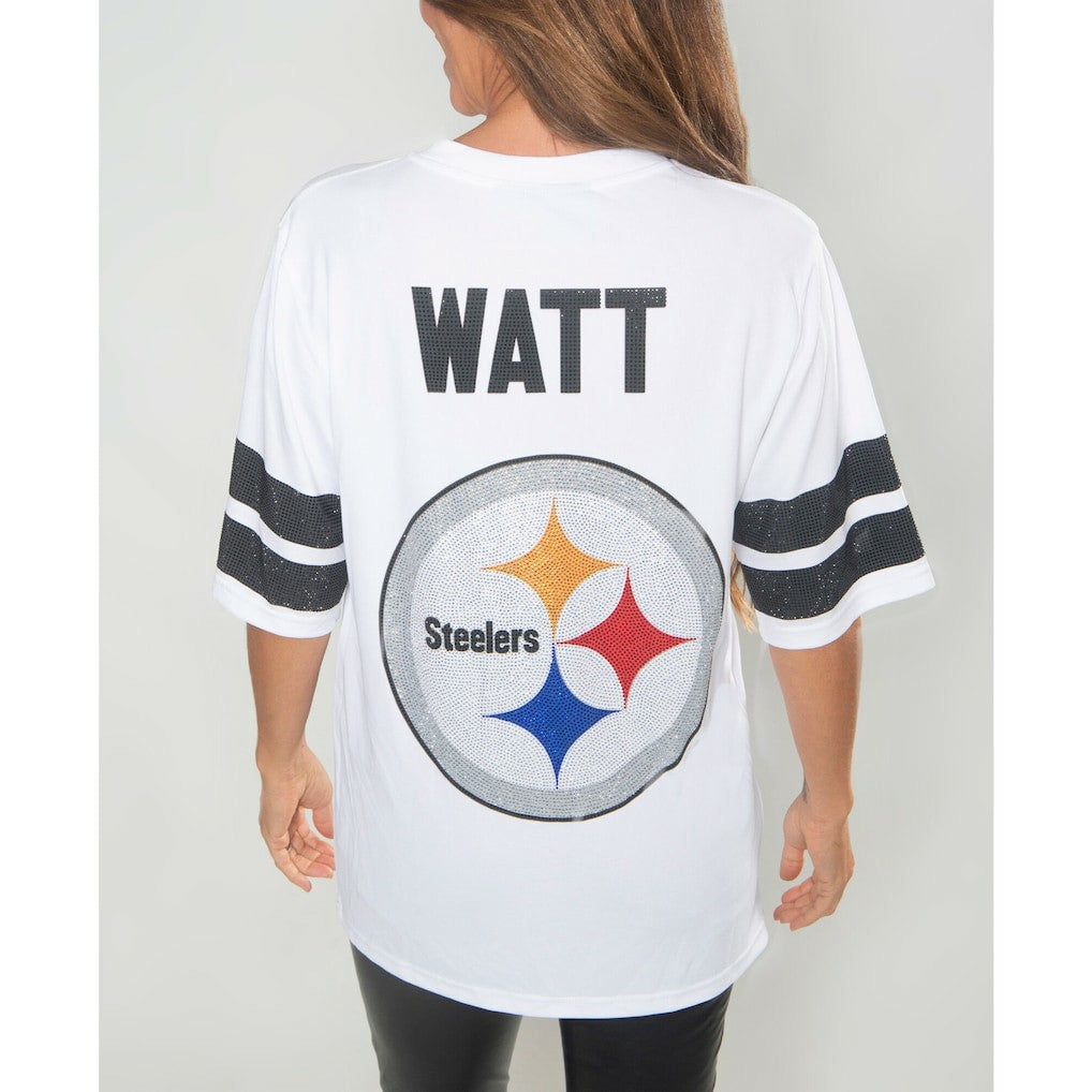 T.J. Watt  Cuce Women's Crystal V-Neck Tunic - Pittsburgh Steelers