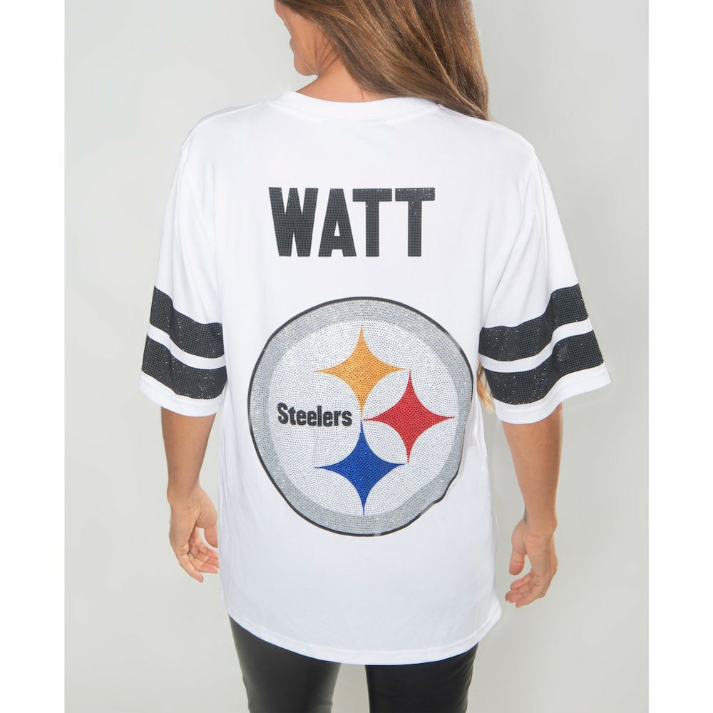 T.J. Watt  Cuce Women's Crystal V-Neck Tunic - Pittsburgh Steelers