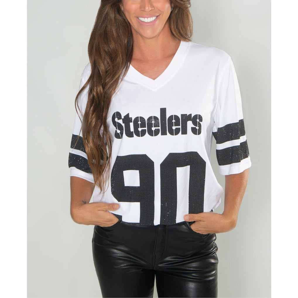 T.J. Watt  Cuce Women's Crystal V-Neck Tunic - Pittsburgh Steelers