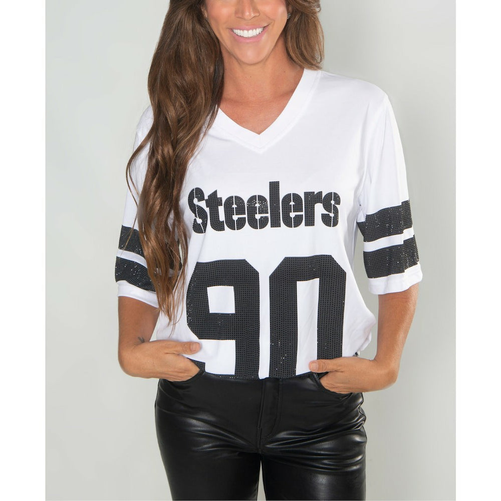 T.J. Watt  Cuce Women's Crystal V-Neck Tunic - Pittsburgh Steelers