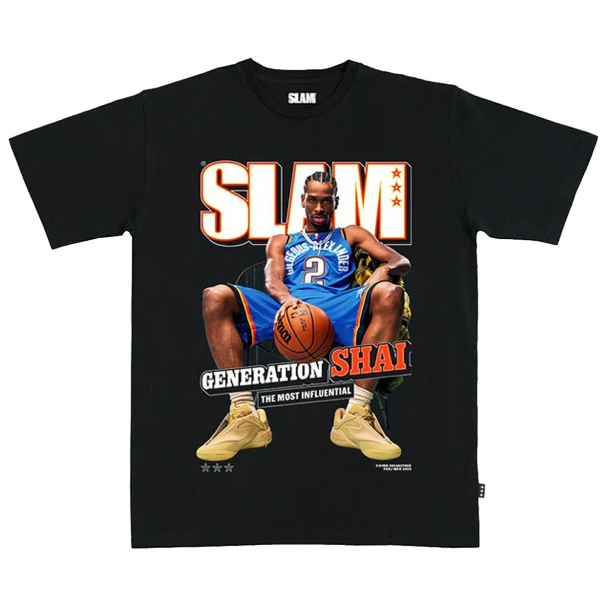 NBA Shai Gilgeous-Alexander Oklahoma City Thunder SLAM Unisex February/March 2025 Cover Graphic T-Shirt