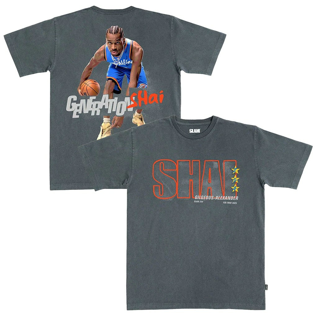 NBA Shai Gilgeous-Alexander Oklahoma City Thunder SLAM Unisex February/March 2025 Cover Graphic Remix T-Shirt