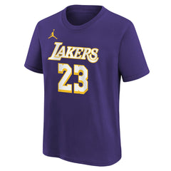 NBA LeBron James Los Angeles Lakers Jordan Brand Youth Statement Edition Name & Number T-Shirt