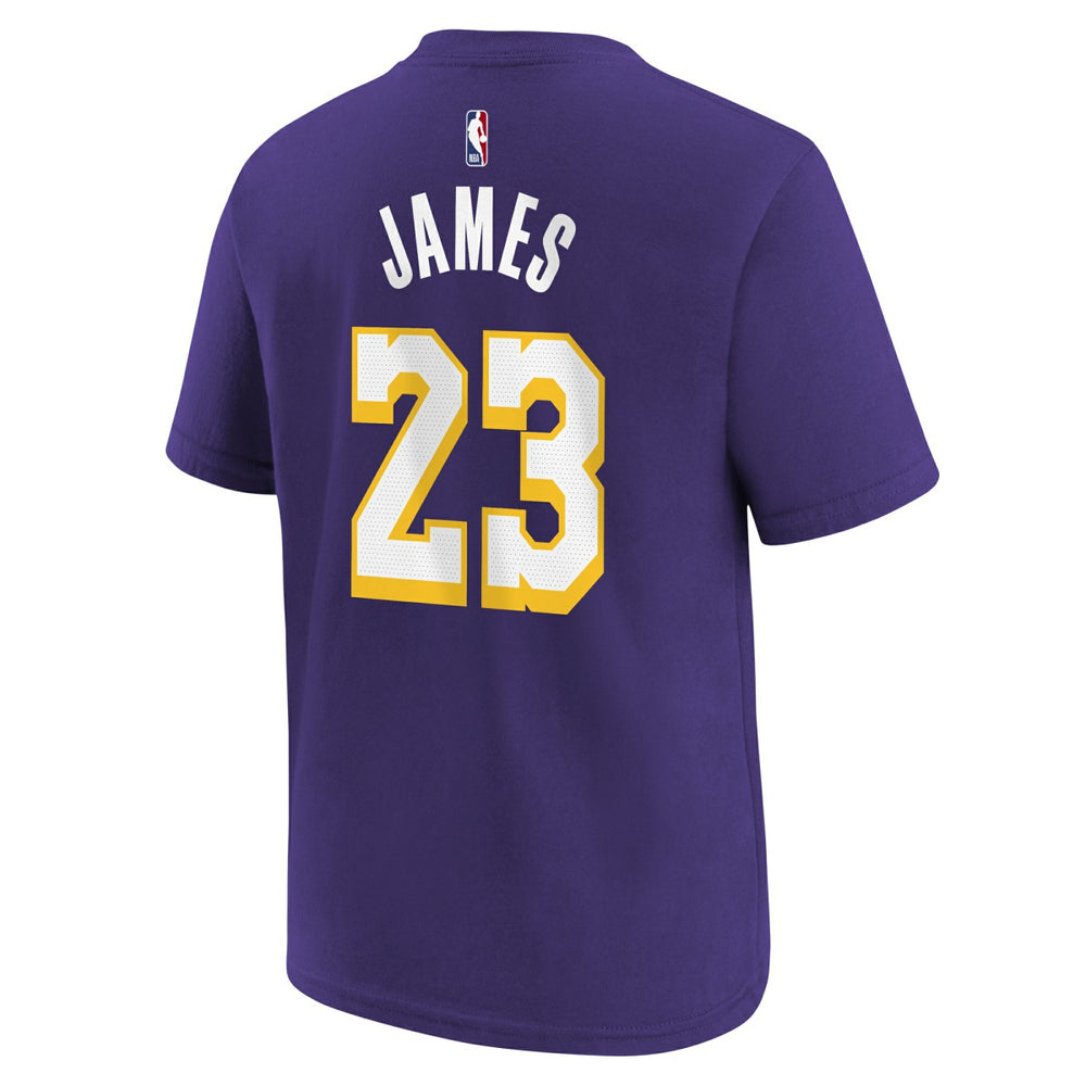 NBA LeBron James Los Angeles Lakers Jordan Brand Youth Statement Edition Name & Number T-Shirt