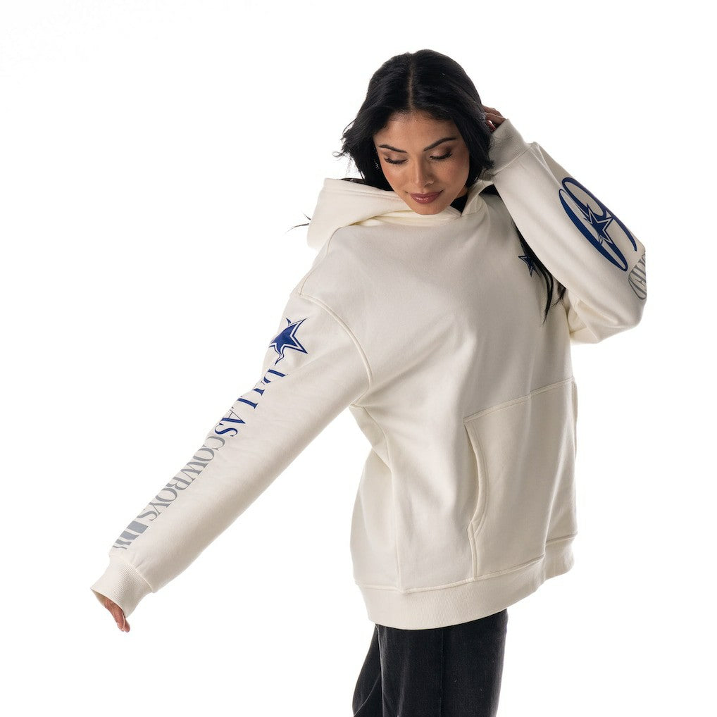 The Wild Collective Unisex Stacked Graphic Sleeve Fleece Hoodie - Dallas Cowboys