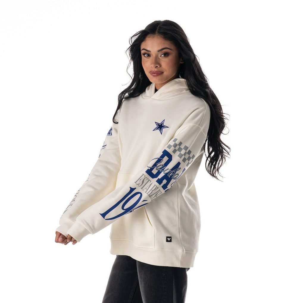 The Wild Collective Unisex Stacked Graphic Sleeve Fleece Hoodie - Dallas Cowboys
