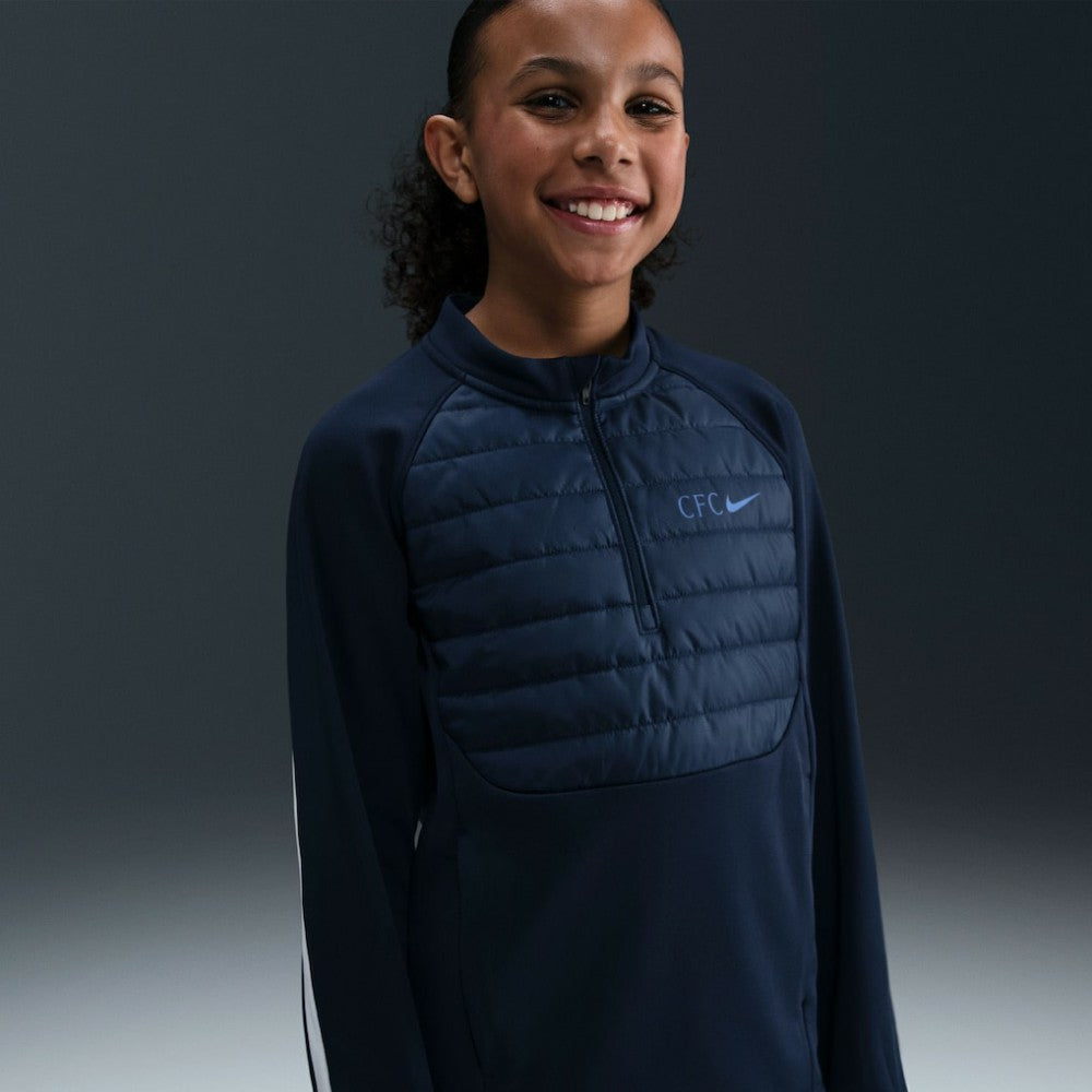 Chelsea Youth 2025/26 Academy Winter Warrior Drill Training Top - Nike Navy