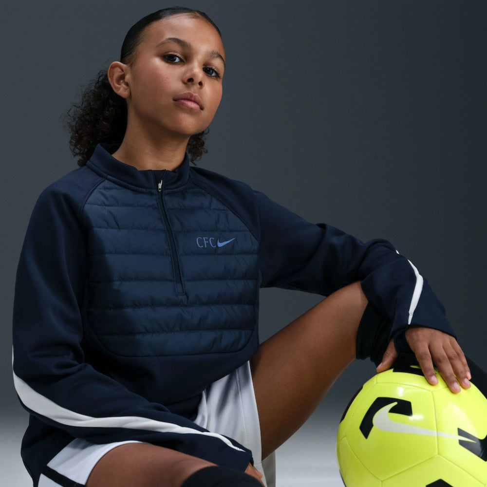 Chelsea Youth 2025/26 Academy Winter Warrior Drill Training Top - Nike Navy
