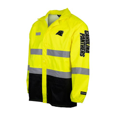 Hi-Vis Safety Waterproof Rainshell Full-Zip Hooded Jacket - Carolina Panthers