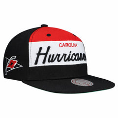 NHL Black Carolina Hurricanes Mitchell & Ness Retro Script Colorblock Snapback Hat