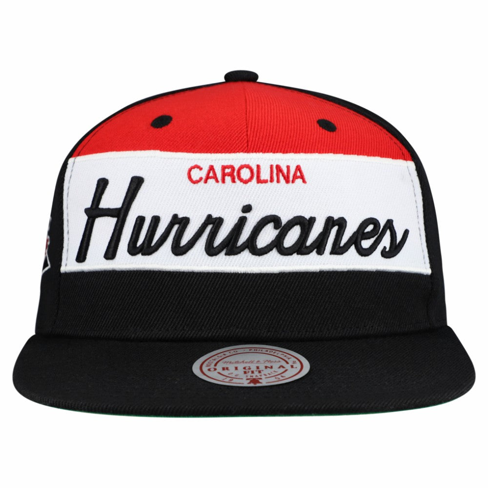NHL Black Carolina Hurricanes Mitchell & Ness Retro Script Colorblock Snapback Hat