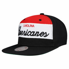 NHL Black Carolina Hurricanes Mitchell & Ness Retro Script Colorblock Snapback Hat