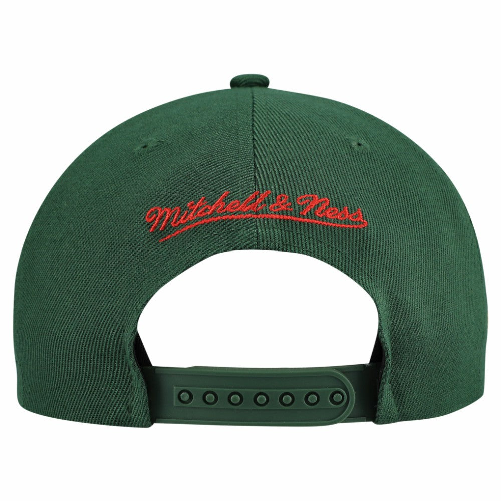 NHL Green Minnesota Wild Mitchell & Ness Retro Script Colorblock Snapback Hat