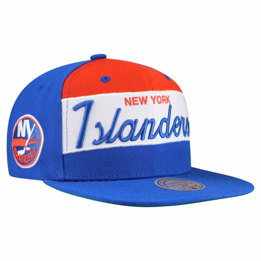 NHL Royal New York Islanders Mitchell & Ness Retro Script Colorblock Snapback Hat
