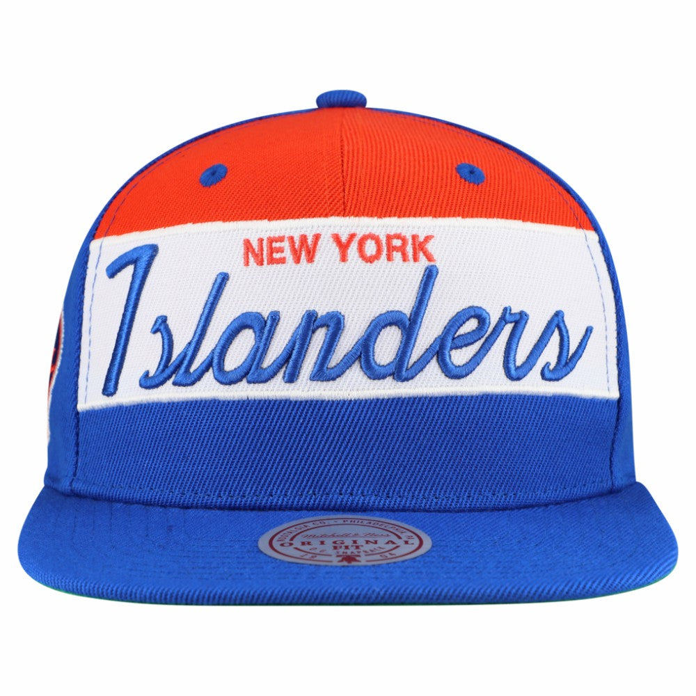 NHL Royal New York Islanders Mitchell & Ness Retro Script Colorblock Snapback Hat