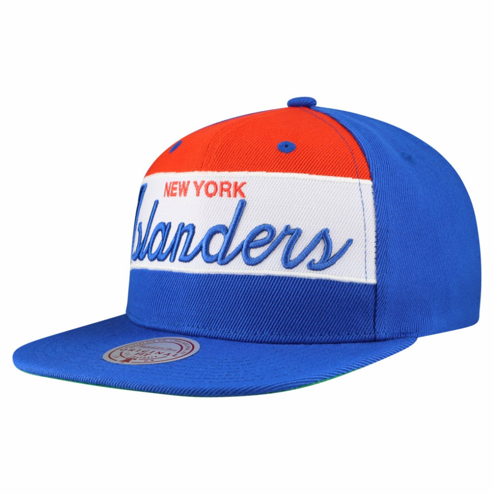 NHL Royal New York Islanders Mitchell & Ness Retro Script Colorblock Snapback Hat