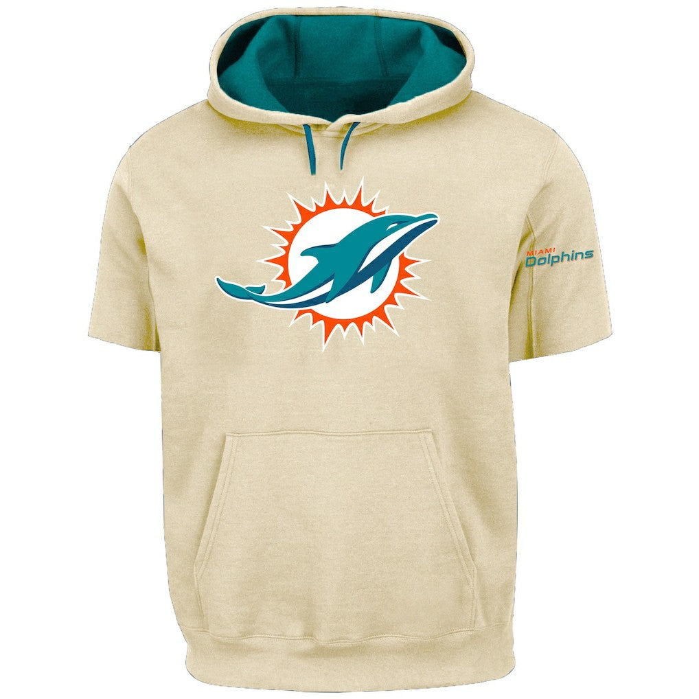 Profile Big & Tall Chest Print and Logo Short Sleeve Pullover Hoodie - Miami Dolphins