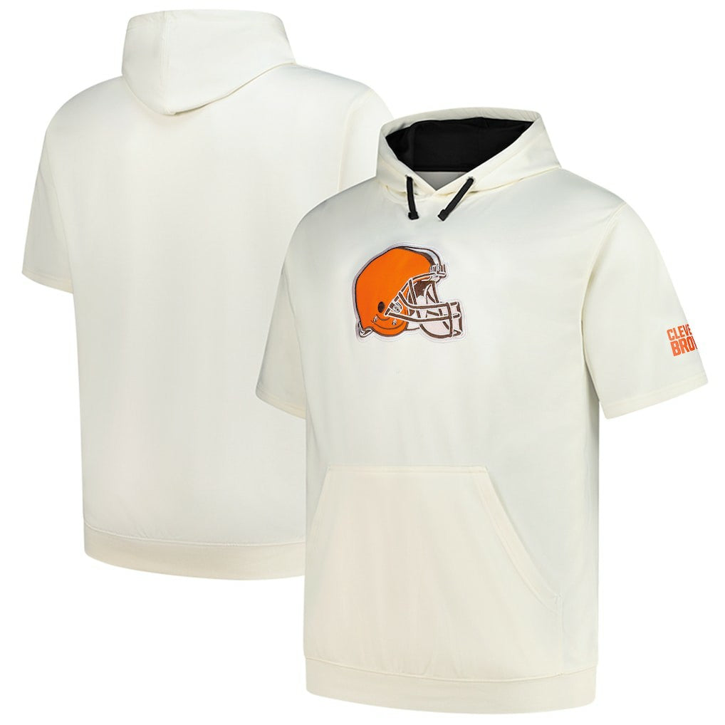 Profile Big & Tall Chest Print and Logo Short Sleeve Pullover Hoodie - Cleveland Browns